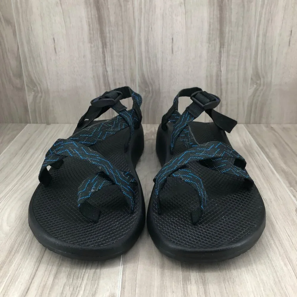 Chaco Sandals Mens 11 Black Blue Nylon Webbing Outdoor Waterproof Shoes